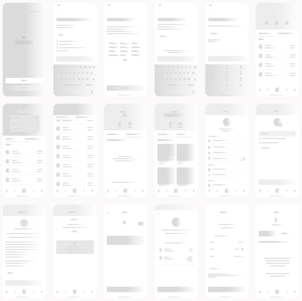 Wireframe screens